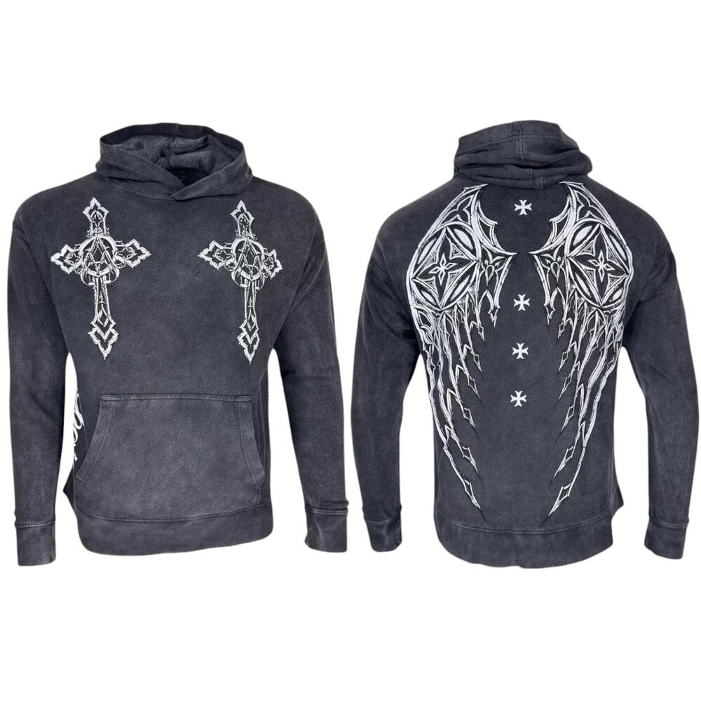 Archaic By Affliction Unisex Oversized Boxy Pullover Hoodie Stone Ranger